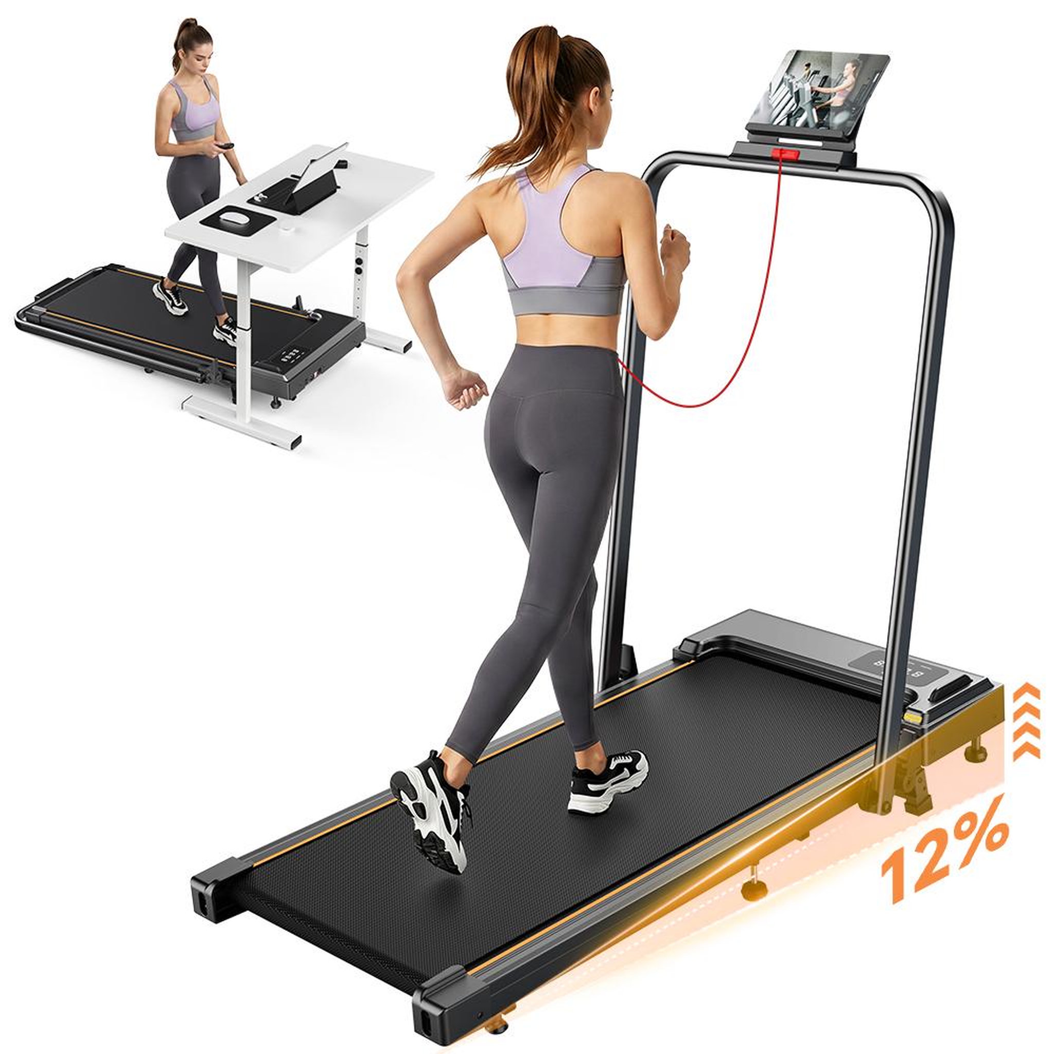 Voir la diapositive 3 : FORMILL Tapis de course formill ft50 pour la maison, pliable, vitesse maximale de 12 km/h