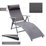 Voir la diapositive 6 : OUTSUNNY Outsunny transat chaise longue bain de soleil pliable dossier inclinable multi-positions têtière fournie 137L x 64l x 101H cm métal époxy textilène gris