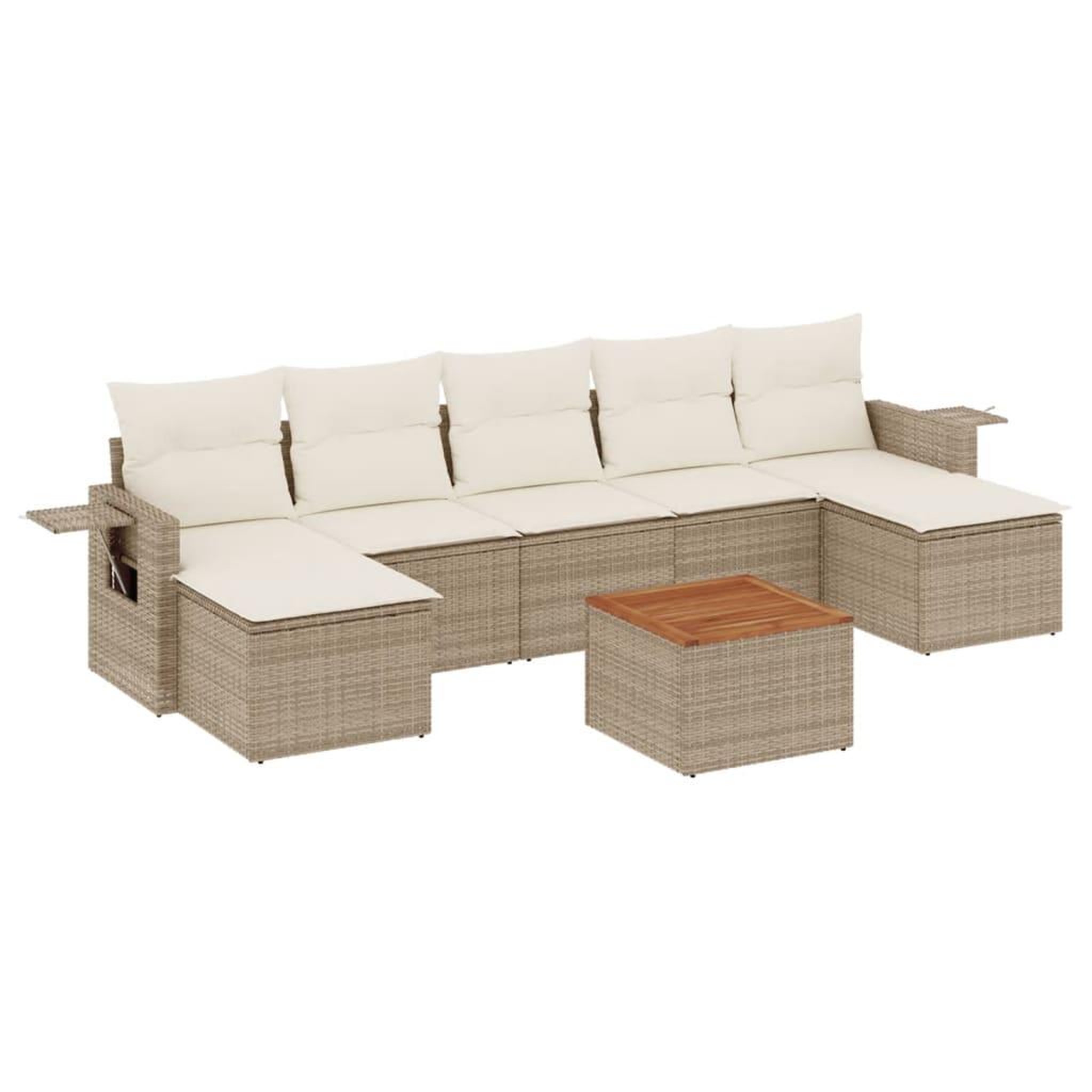 Voir la diapositive 2 : VIDAXL Salon de jardin avec coussins 8 pcs beige resine tressee