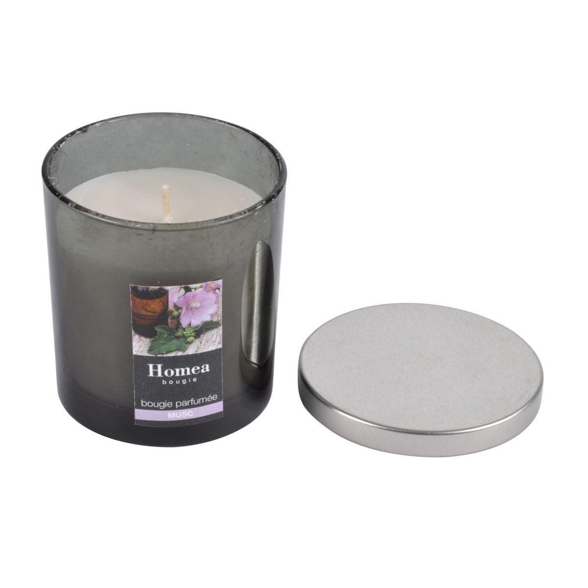 HOMEA Bougie parfumée couvercle  essentiel  8cm musc