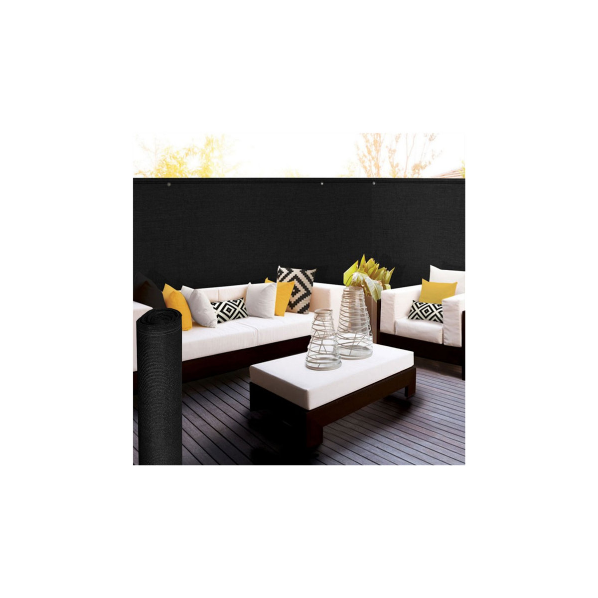 ID MARKET Brise vue haute densité 1,5 x 10 M noir 300 gr/m² qualité PRO