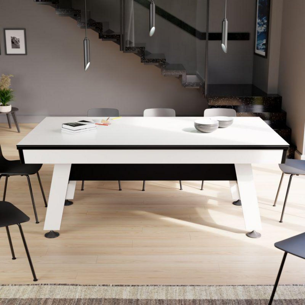 SOKKER Table multi-jeux 3 en 1 - Samurai - Air Hockey, Ping-Pong et convertible Table dînatoire