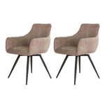 LISA DESIGN Boha - lot de 2 fauteuils pivotants - en tissu bouclette sable. Coloris disponibles : Beige