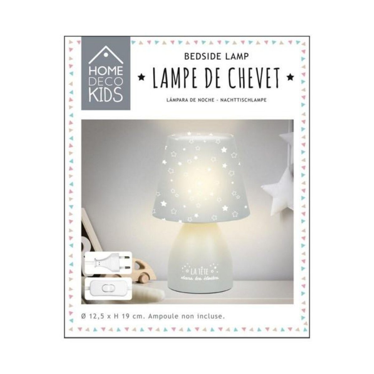 Paris Prix Lampe de Chevet Enfant  Étoiles  19cm Gris