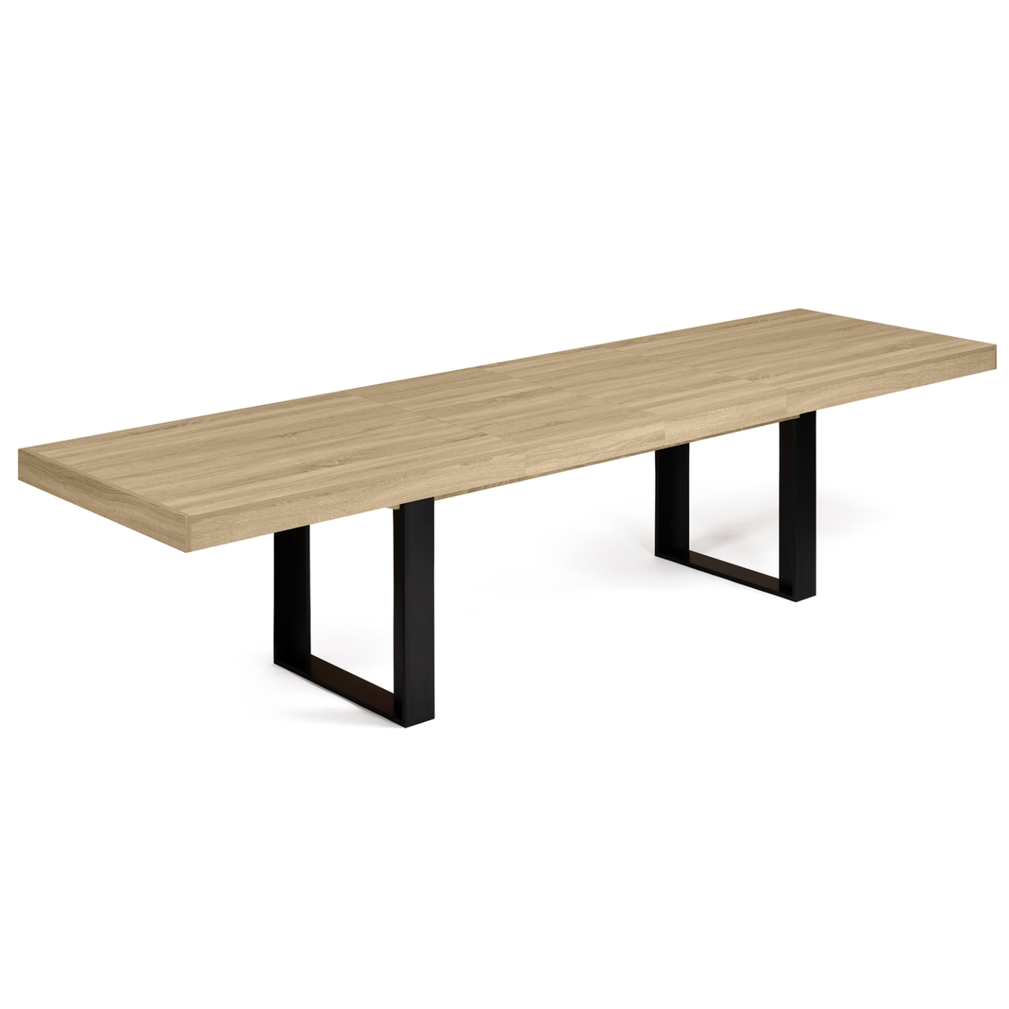 ID MARKET Table à manger extensible rectangle phoenix 6-12 personnes bois et noir 200-300 cm