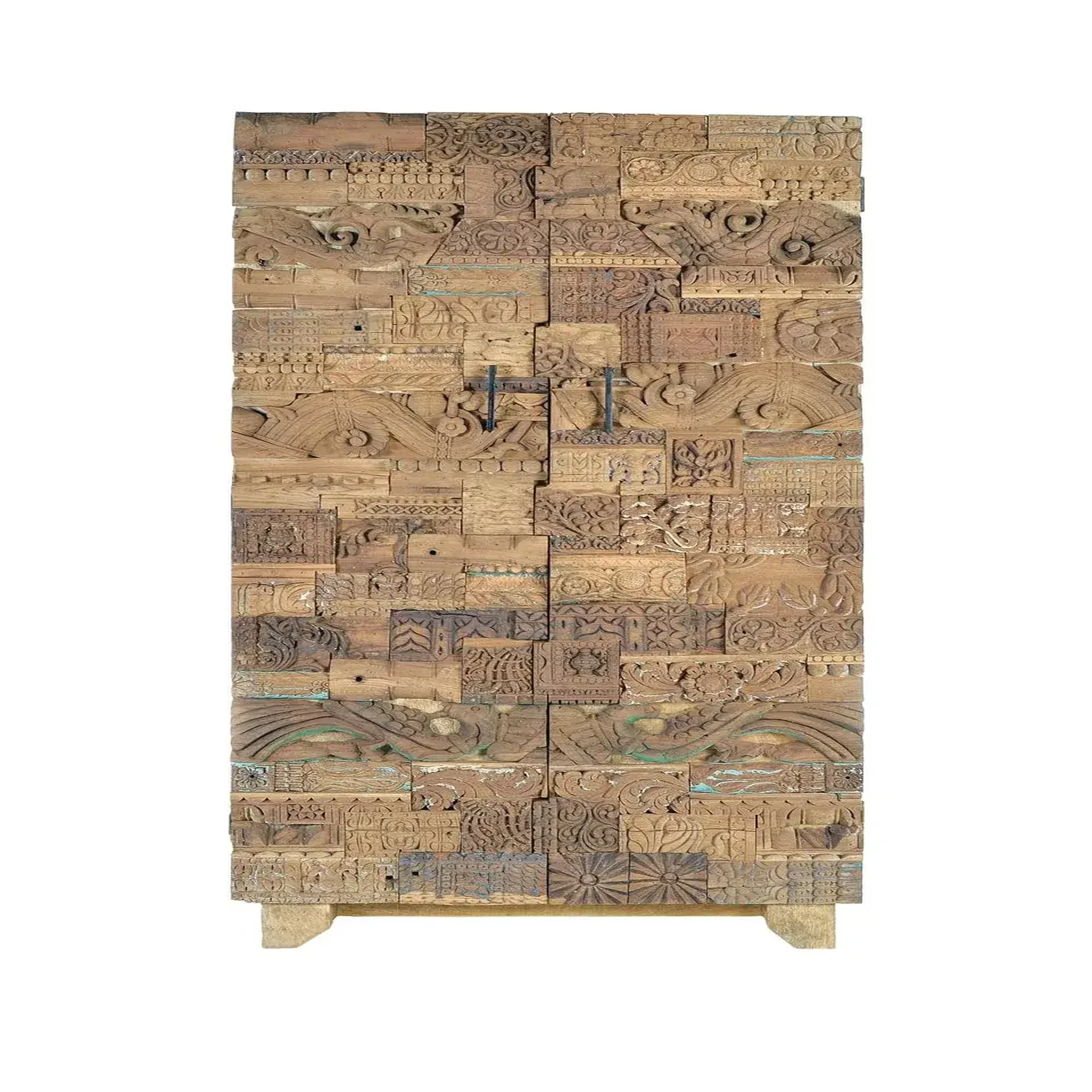GINER Y COLOMER SL Armoire en bois de manguier et bois récupéré 90cm style boho ethnique sculpté