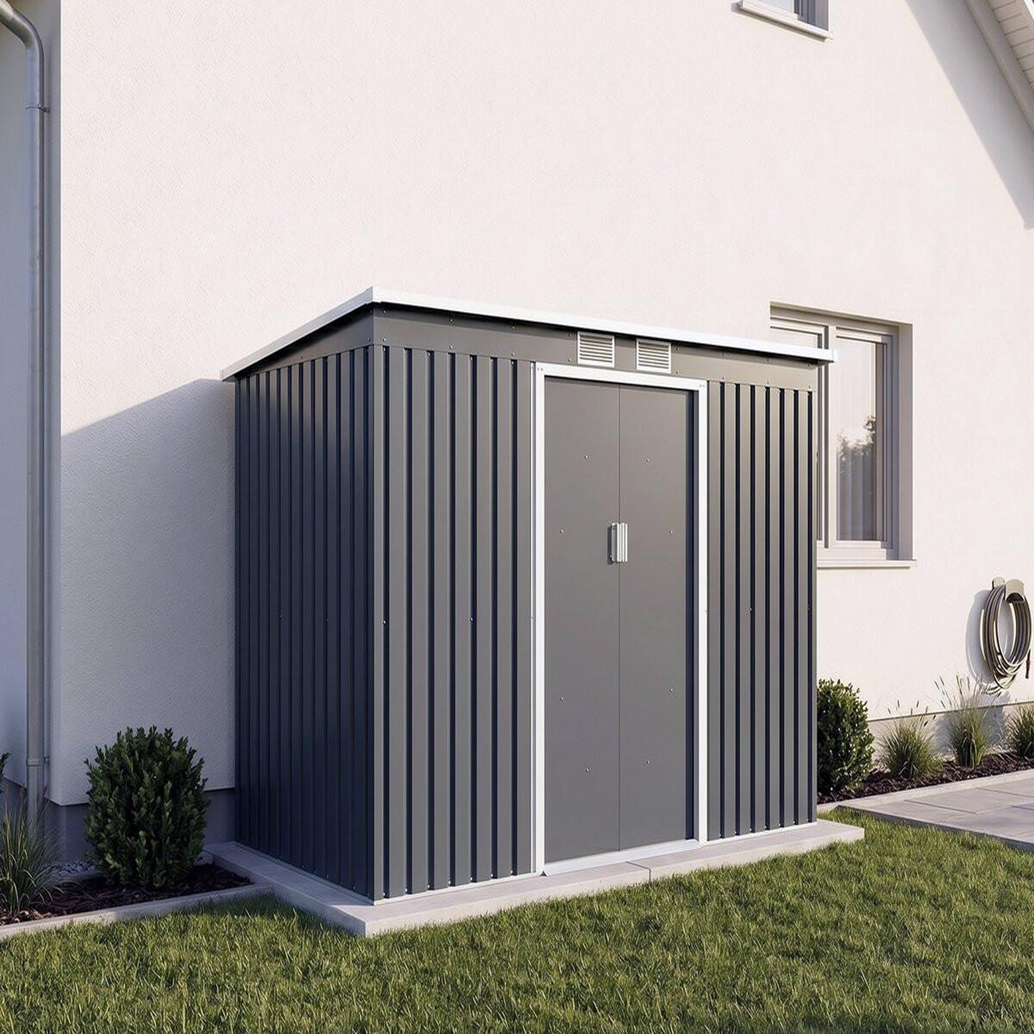 Voir la diapositive 2 : Habitat et Jardin Abri de jardin en métal avec toit monopente  orlando  - 3,64 m² - gris