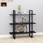 Voir la diapositive 1 : VIDAXL Bibliotheque a 3 niveaux Noir 100x30x105 cm Bois de pin massif