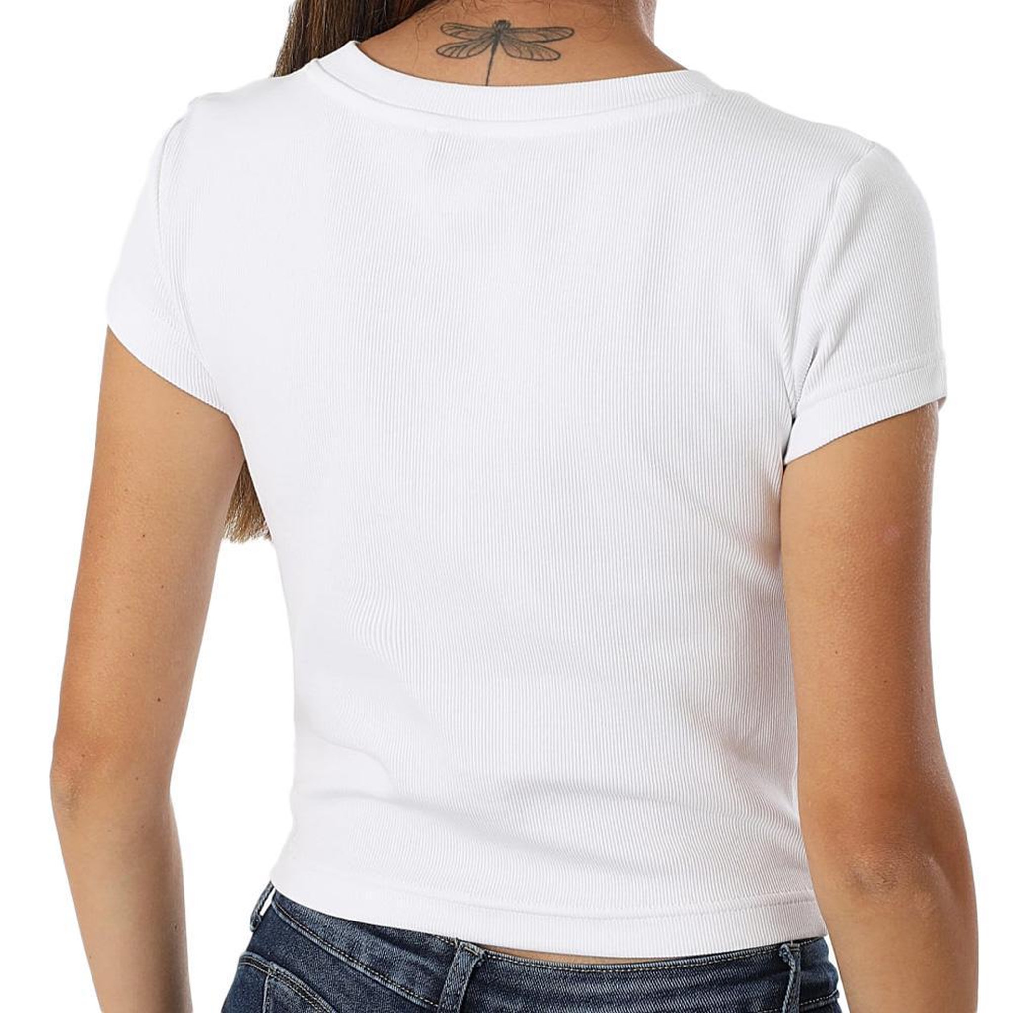 Voir la diapositive 2 : CALVIN KLEIN JEANS T-Shirt Blanc Femme Calvin Klein Jeans Label Ri-cloud