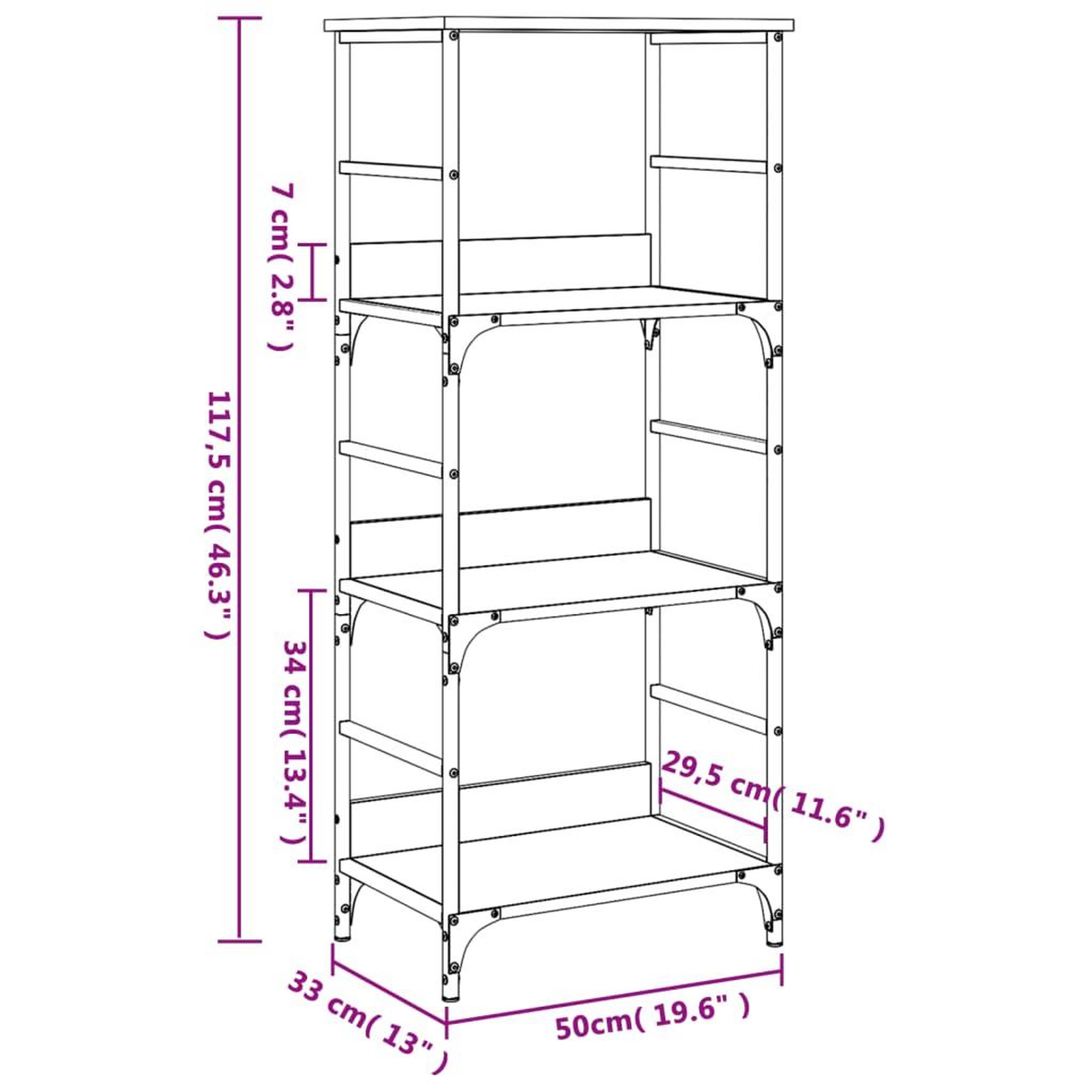 Voir la diapositive 6 : VIDAXL Bibliotheque sonoma gris 50x33x117,5 cm bois d'ingenierie