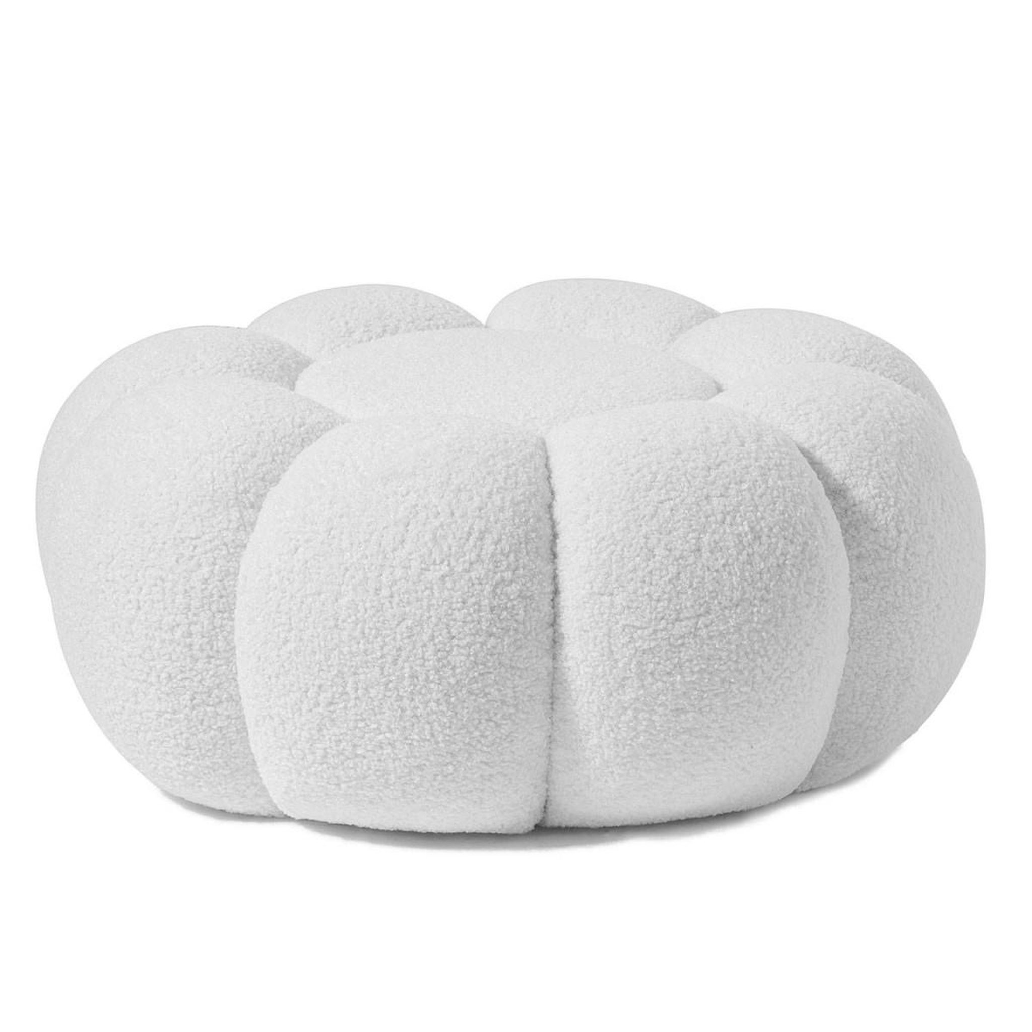 Paris Prix Pouf design fleur  bouclette  61cm blanc