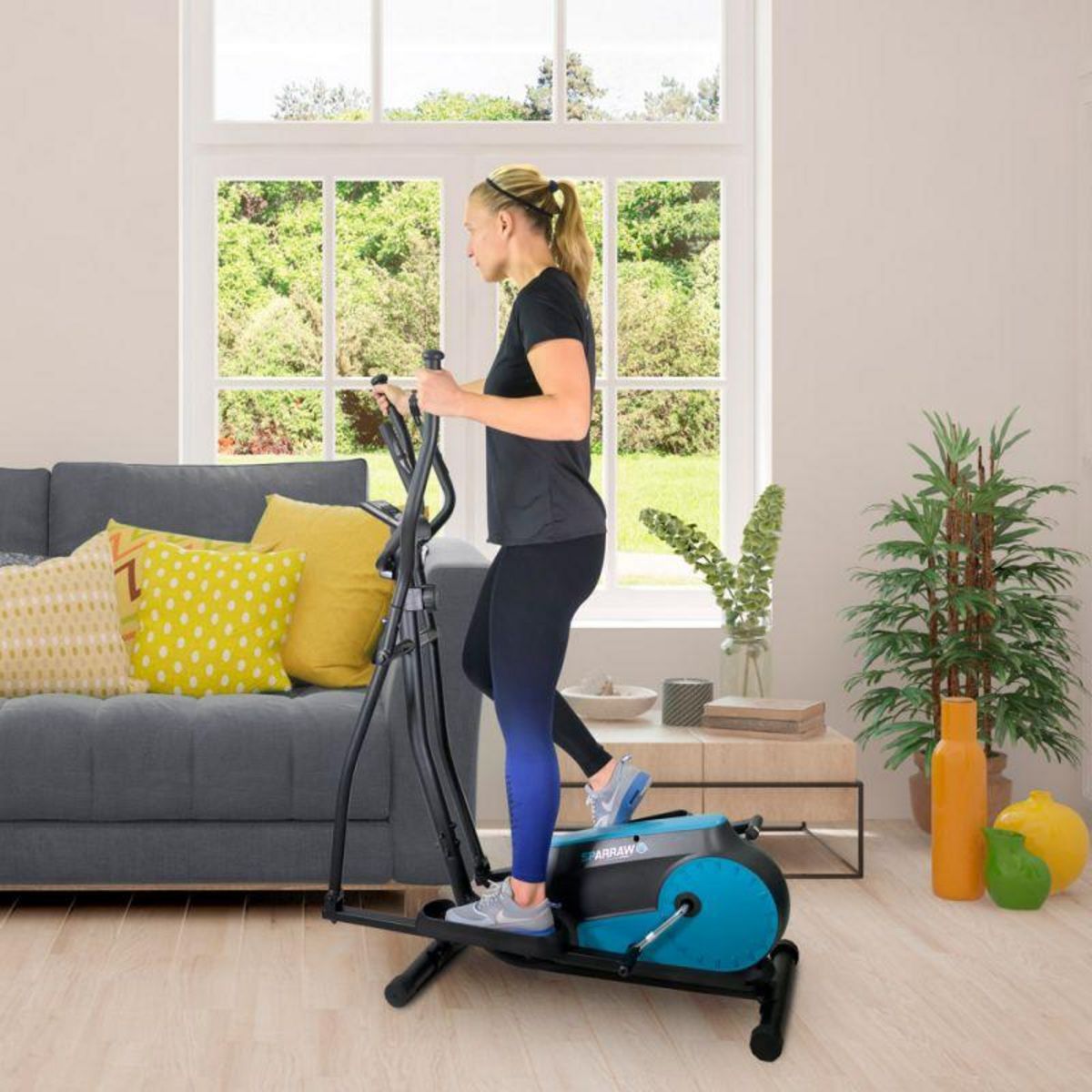 SPARRAW Vélo Elliptique d'appartement SMART BIKE 8 niveaux de résistance magnétique - Roue inertie 3Kg, Ecran d'entraînement