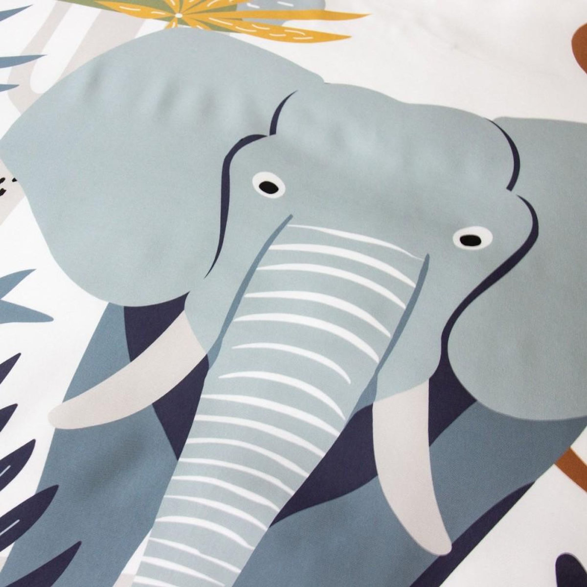 COTE DECO Housse de couette enfant 140x200 + 1 taie Eléphant