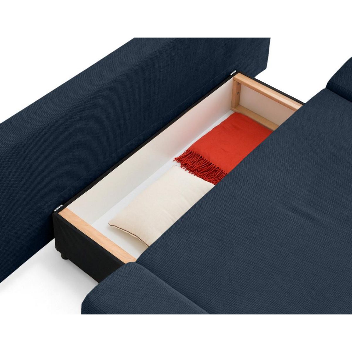 BEST MOBILIER Larson - canapé droit 3 places convertible avec coffre en velours texturé