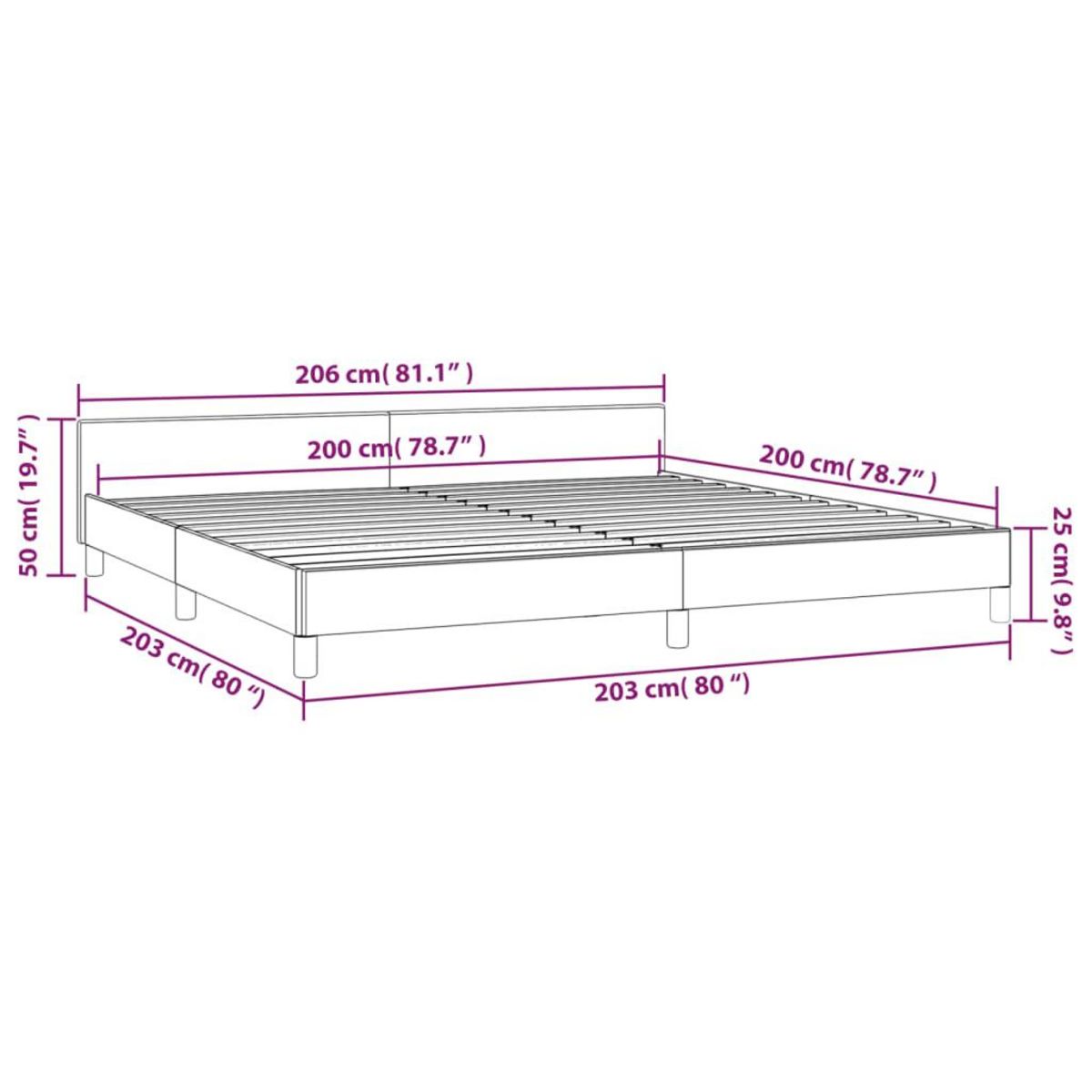 VIDAXL Cadre de lit sans matelas gris fonce 200x200 cm tissu