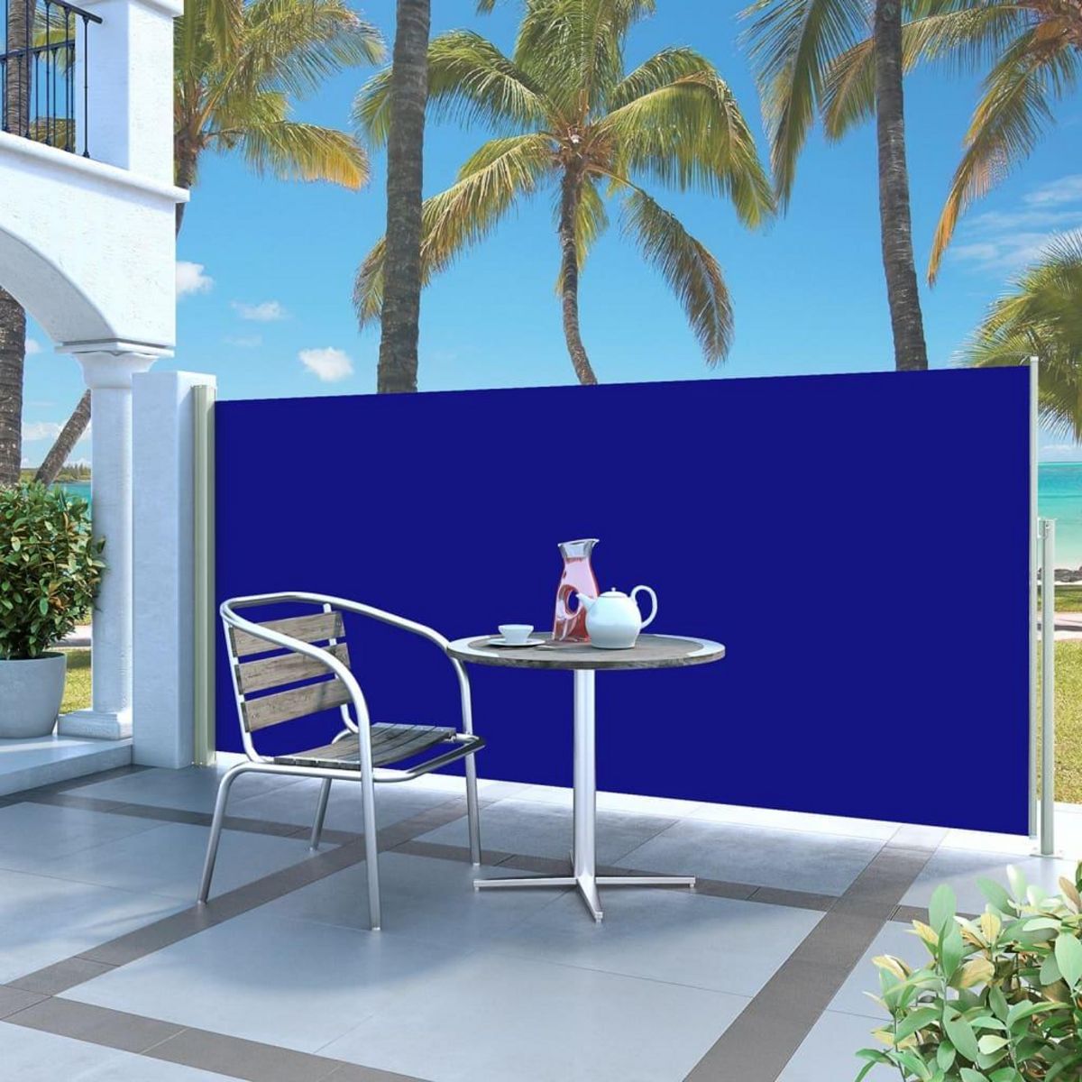 VIDAXL Auvent lateral retractable de patio 140x300 cm Bleu