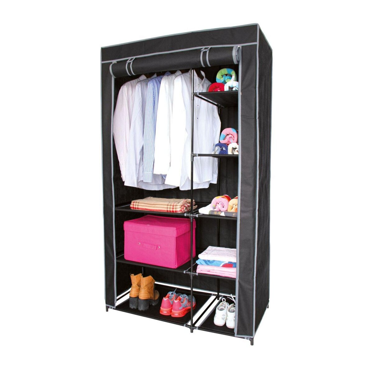 DIVERS Armoire avec housse en tissu - 100 x H. 170 cm - Noir