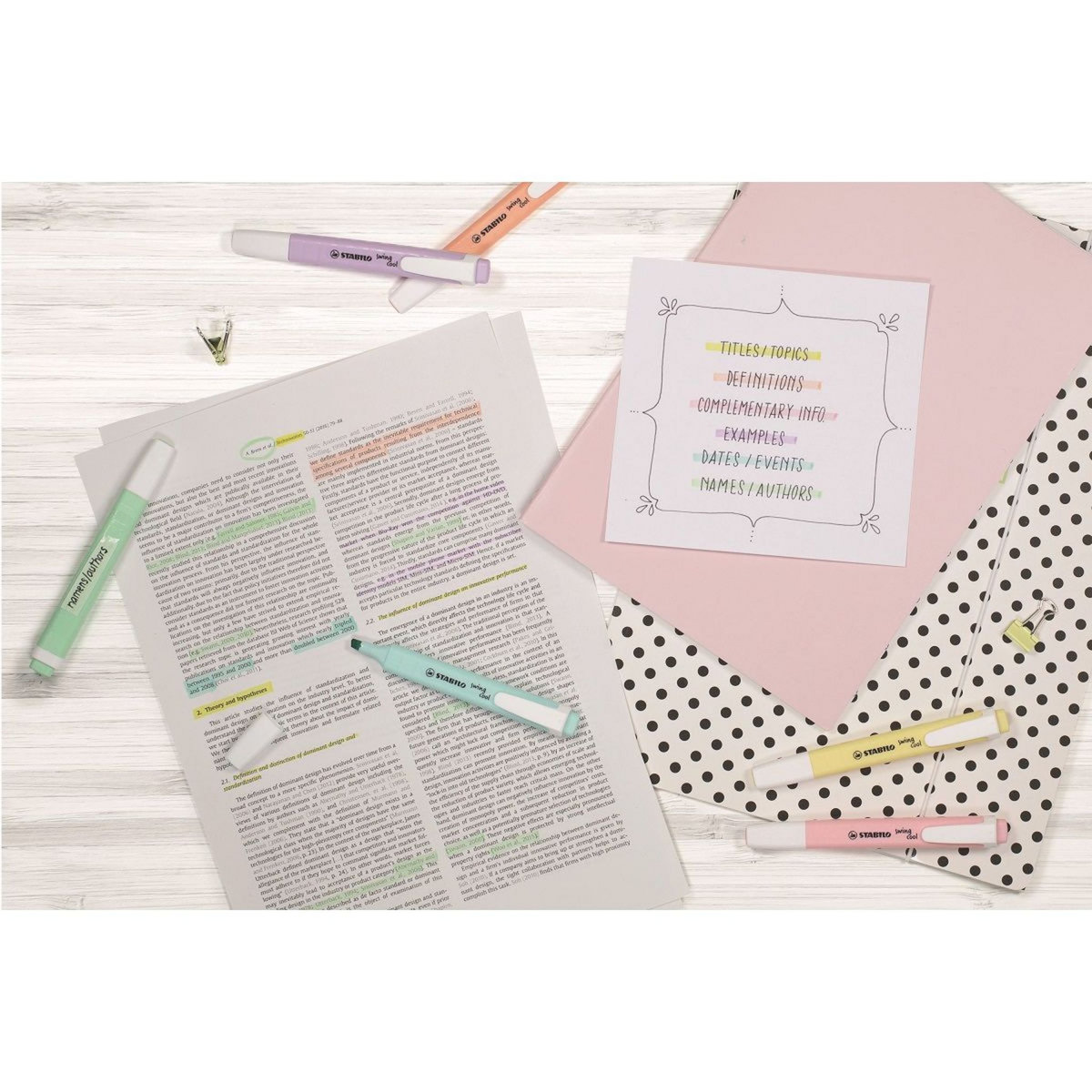 STABILO Lot de 9 surligneurs SWING COOL PASTEL