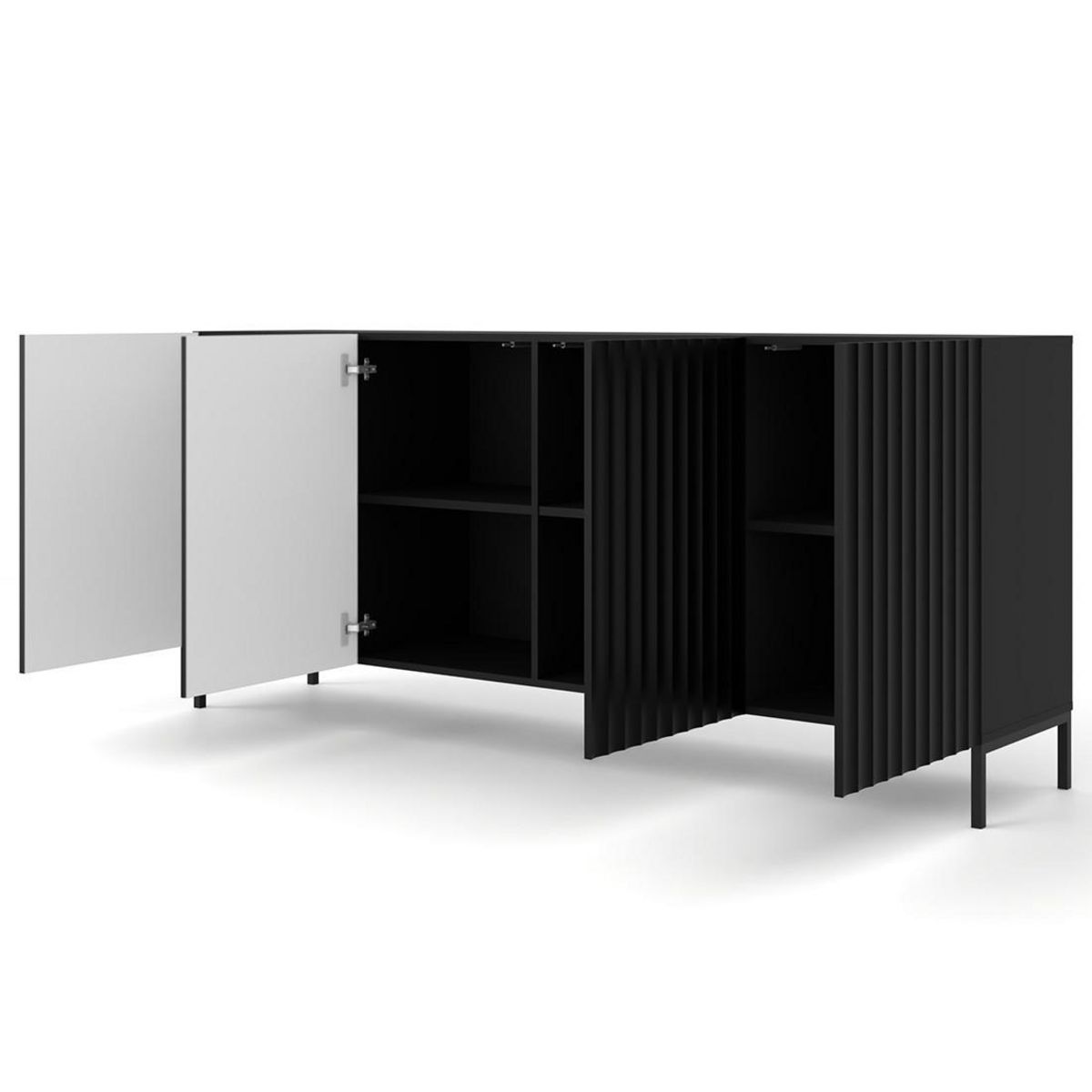 BEST MOBILIER Lara - buffet bas - pieds noirs - 200 cm