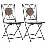 VIDAXL Chaises de bistrot mosaïque lot de 2 Orange et gris