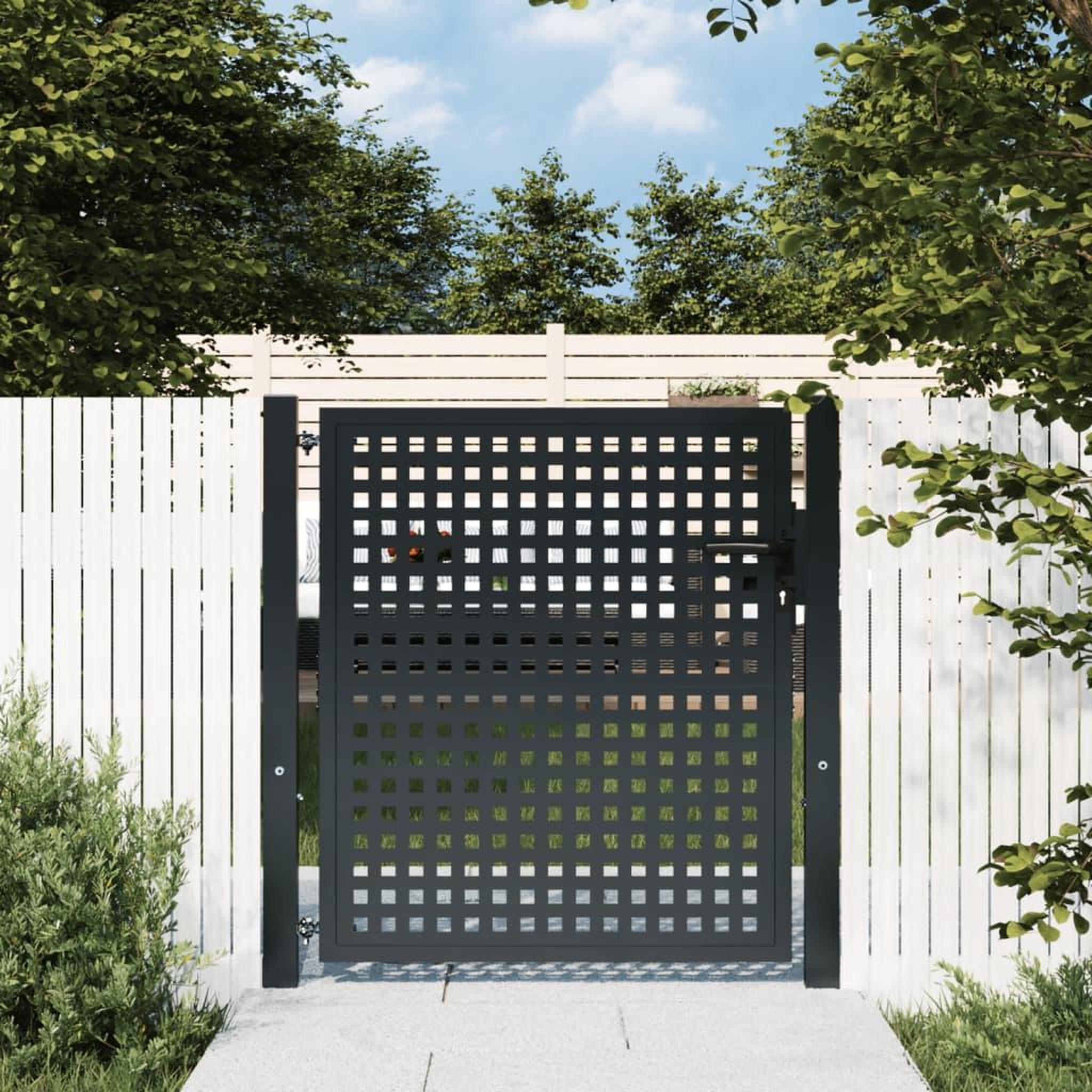 VIDAXL Portail de jardin anthracite 105x150 cm acier