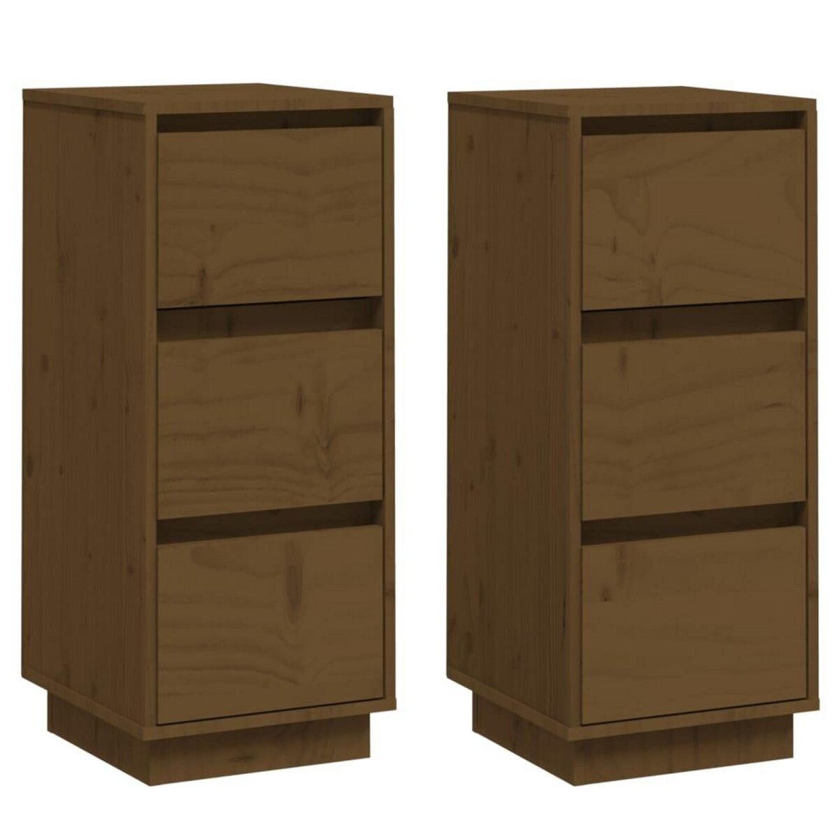 VIDAXL Buffets 2 pcs Marron miel 32x34x75 cm Bois massif de pin