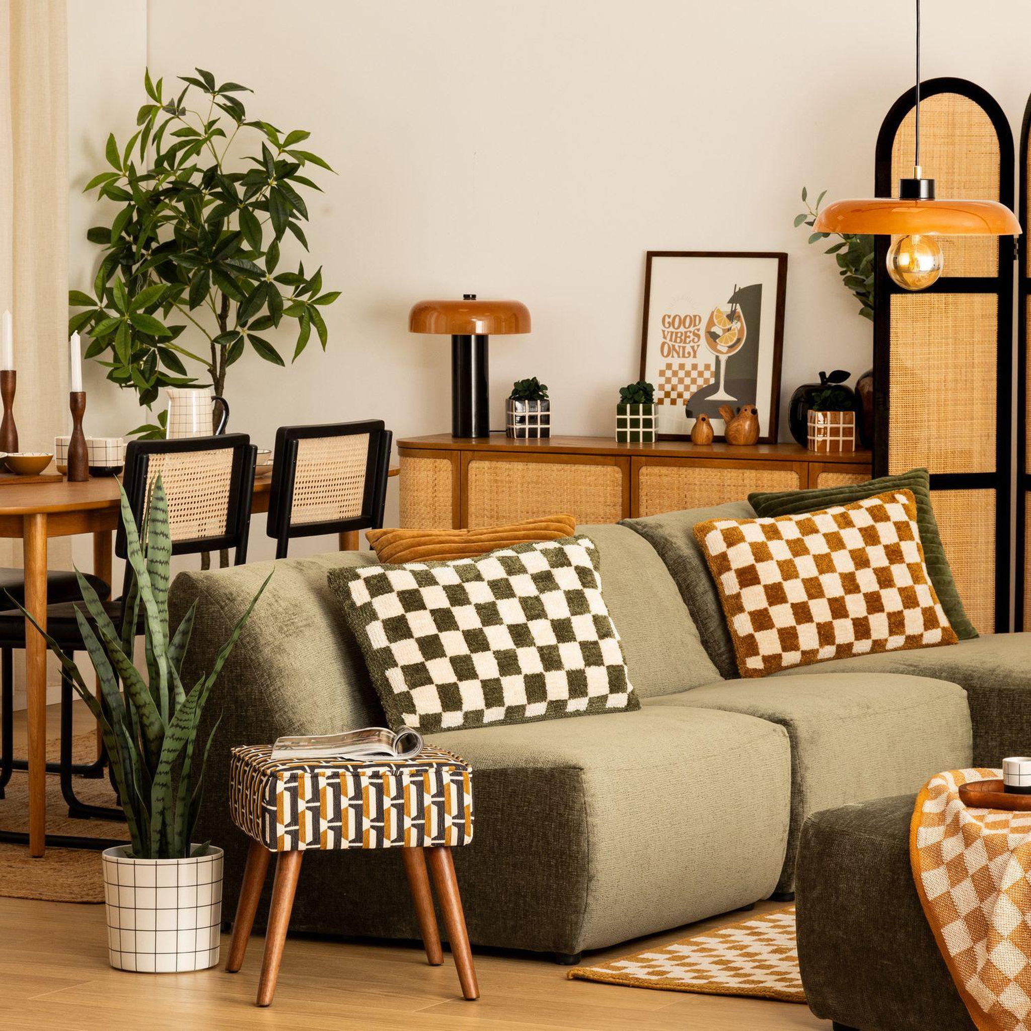 Voir la diapositive 6 : ATMOSPHERA Tabouret d'appoint en tissu jacquard chiara