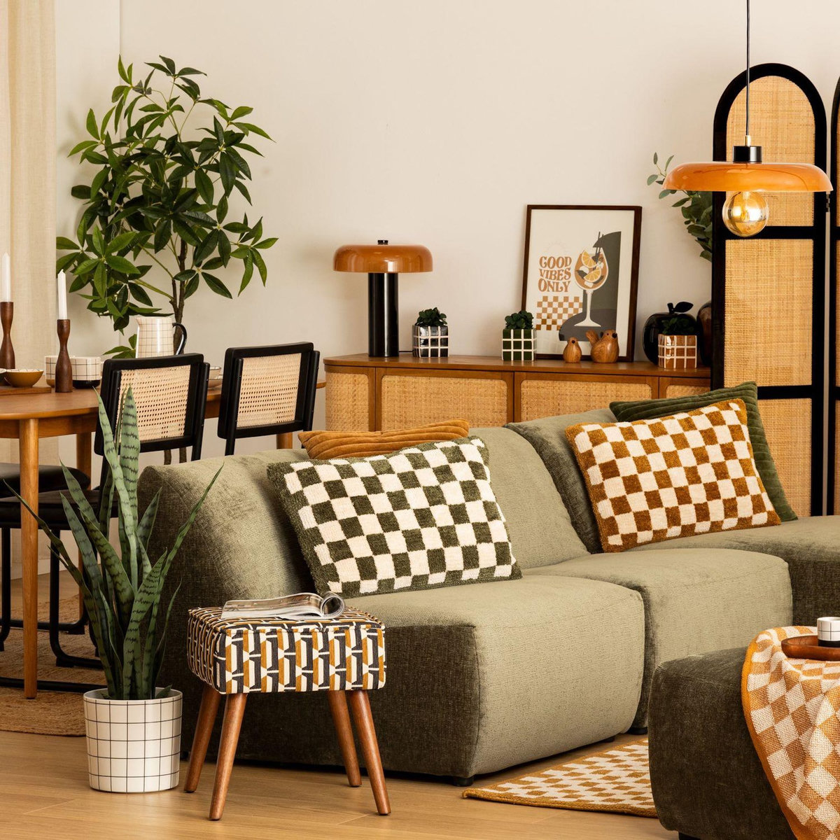 ATMOSPHERA Tabouret d'appoint en tissu jacquard CHIARA