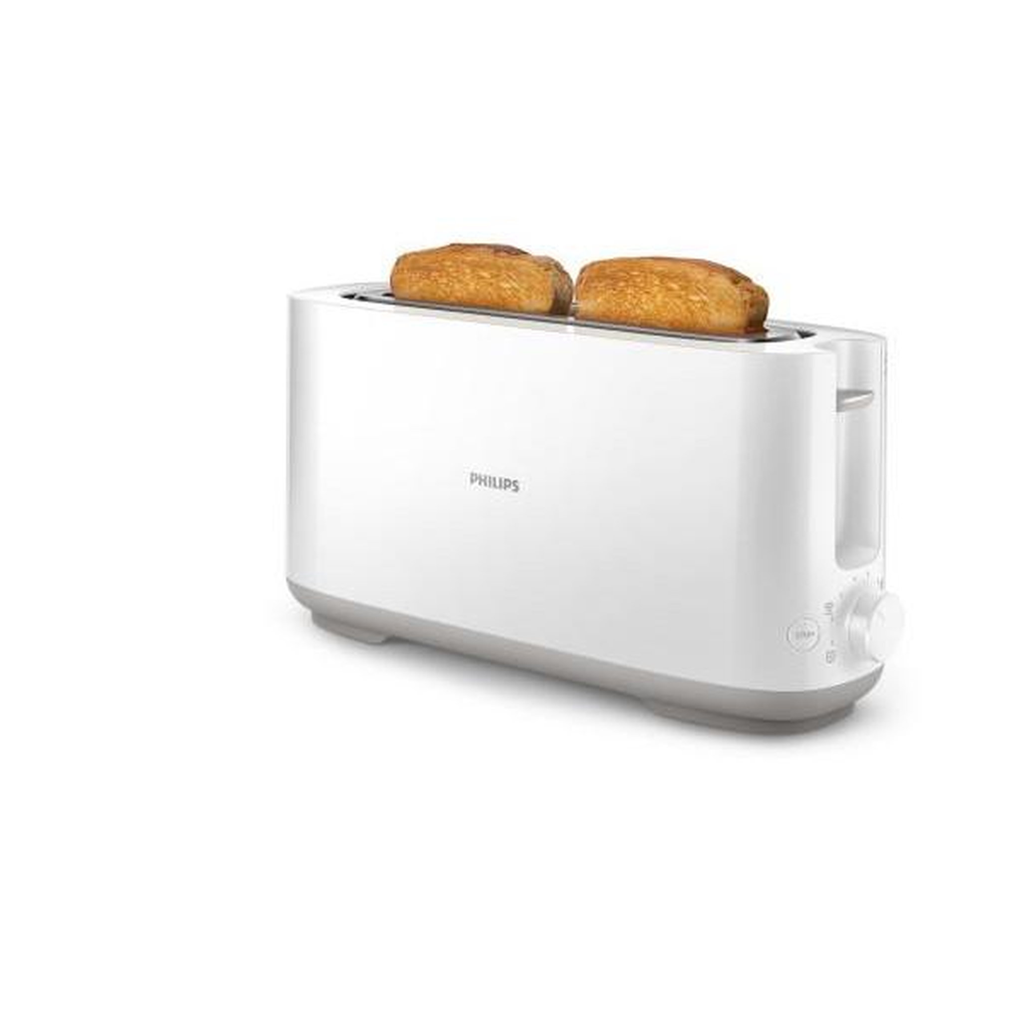 Philips Grille Pain - Toaster Electrique  PHILIPS HD2590/00 - 1 fente - Thermostat réglable - Fonction réchauffage et dégongélation - Blanc