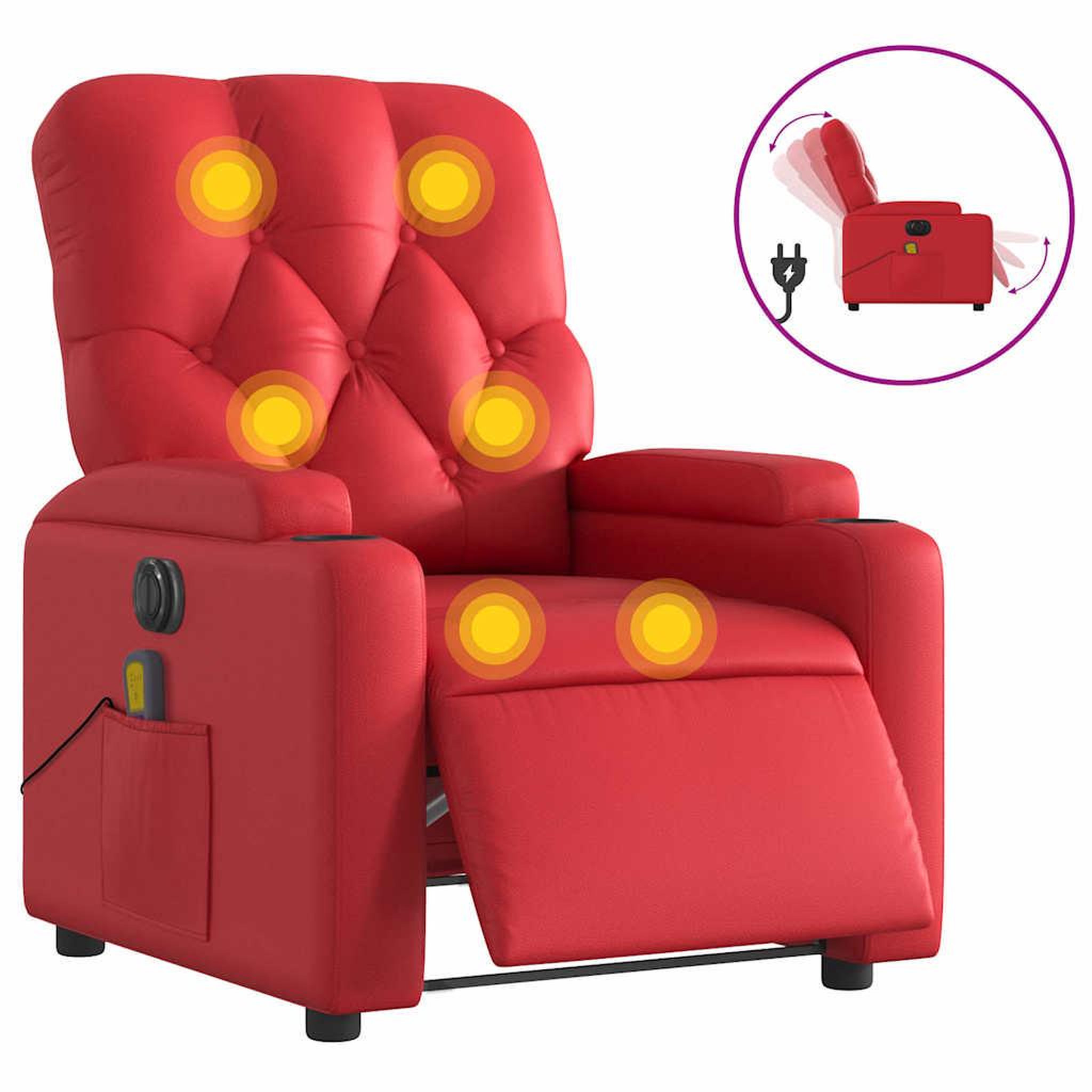 Voir la diapositive 2 : VIDAXL Fauteuil de massage inclinable electrique rouge similicuir