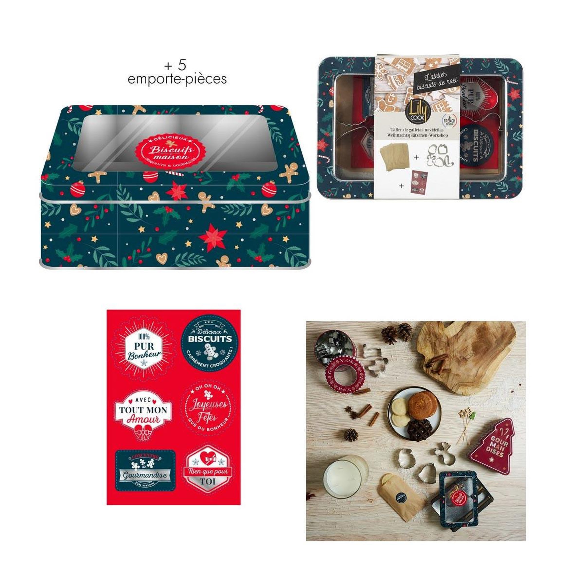 Voir la diapositive 2 : Lily Cook Coffret sablé de noël  pâtisserie  8cm rouge