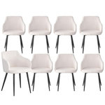 Paris Prix Lot de 8 Chaises Tissu Bouclette  Valeria  79cm Crème & Noir