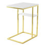 Voir la diapositive 1 : Paris Prix Table d'Appoint Design  Lucilla  60cm Blanc & Or