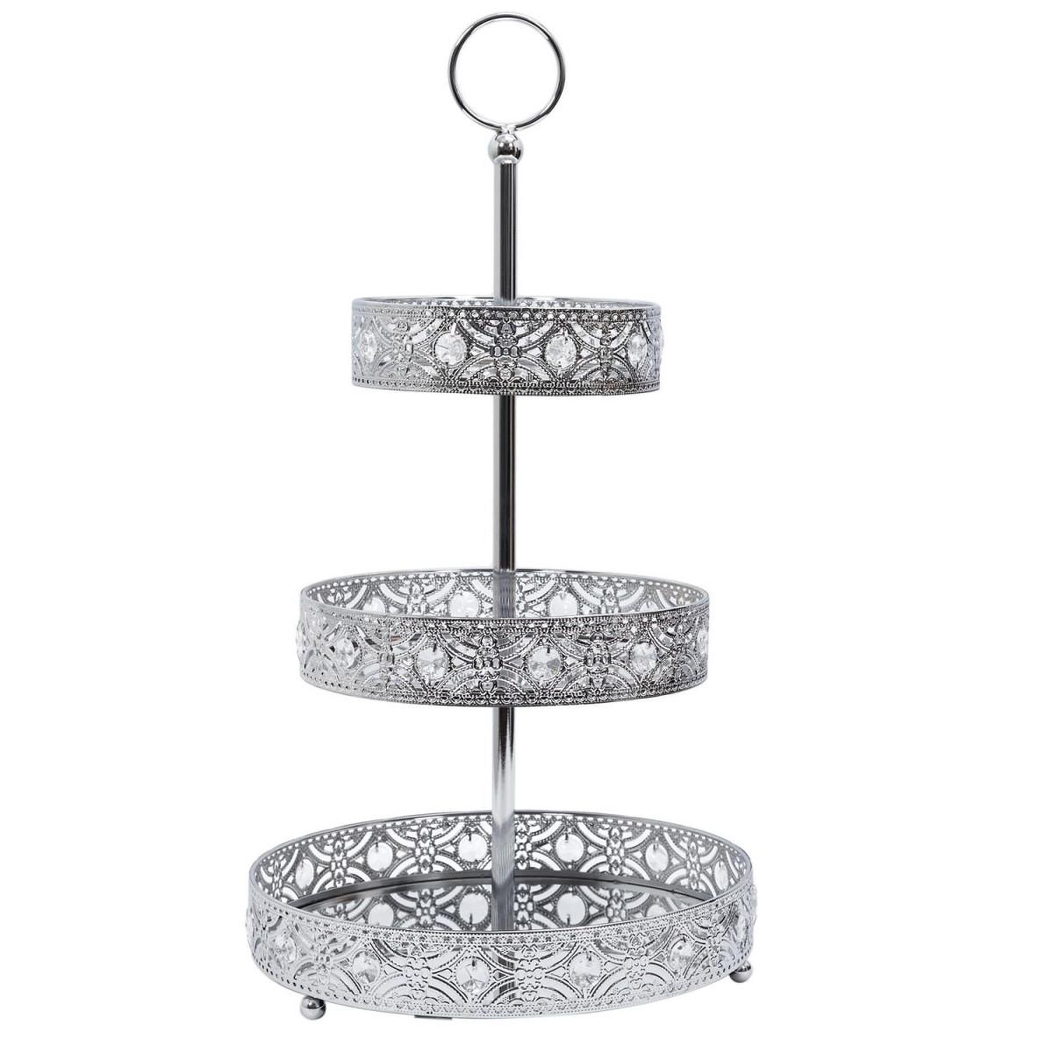 The Home Deco Factory Plateau de Présentation  3 niveaux  46cm Argent