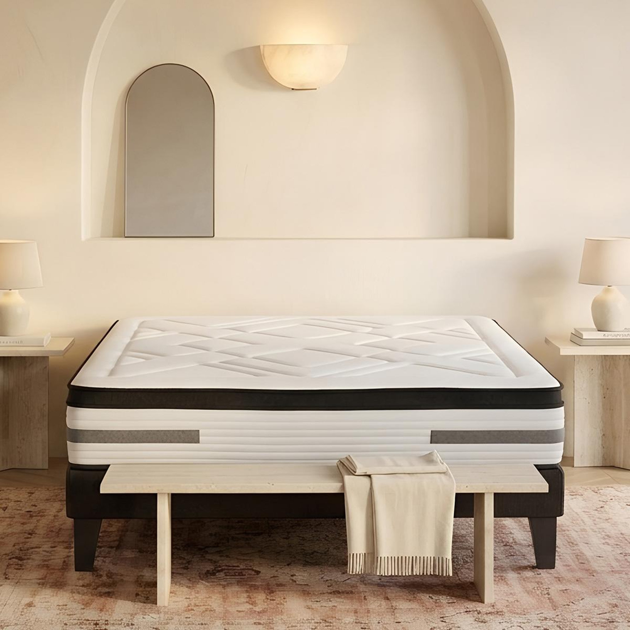 Voir la diapositive 3 : BELLECOUR Bellecour literie | ensemble bellevue | matelas ressorts ensachés + sommier bois