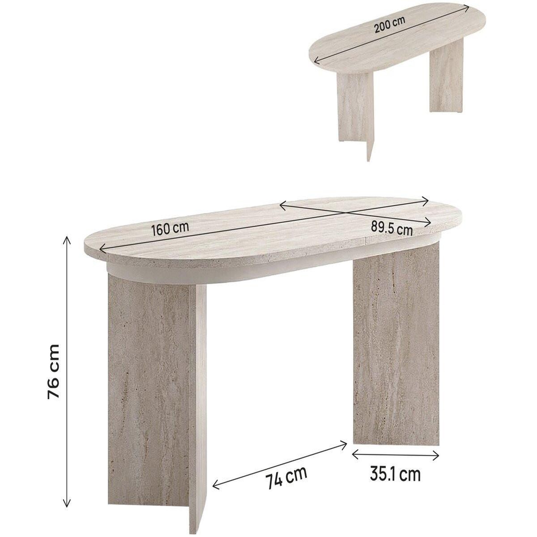 Voir la diapositive 4 : Habitat et Jardin Table repas extensible en bois 160/200 cm  sorell  - 8 places - travertin