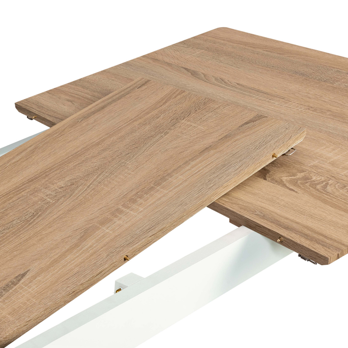 ID MARKET Table scandinave extensible rectangle INGA 4-8 personnes plateau bois pieds blancs 120-160 cm