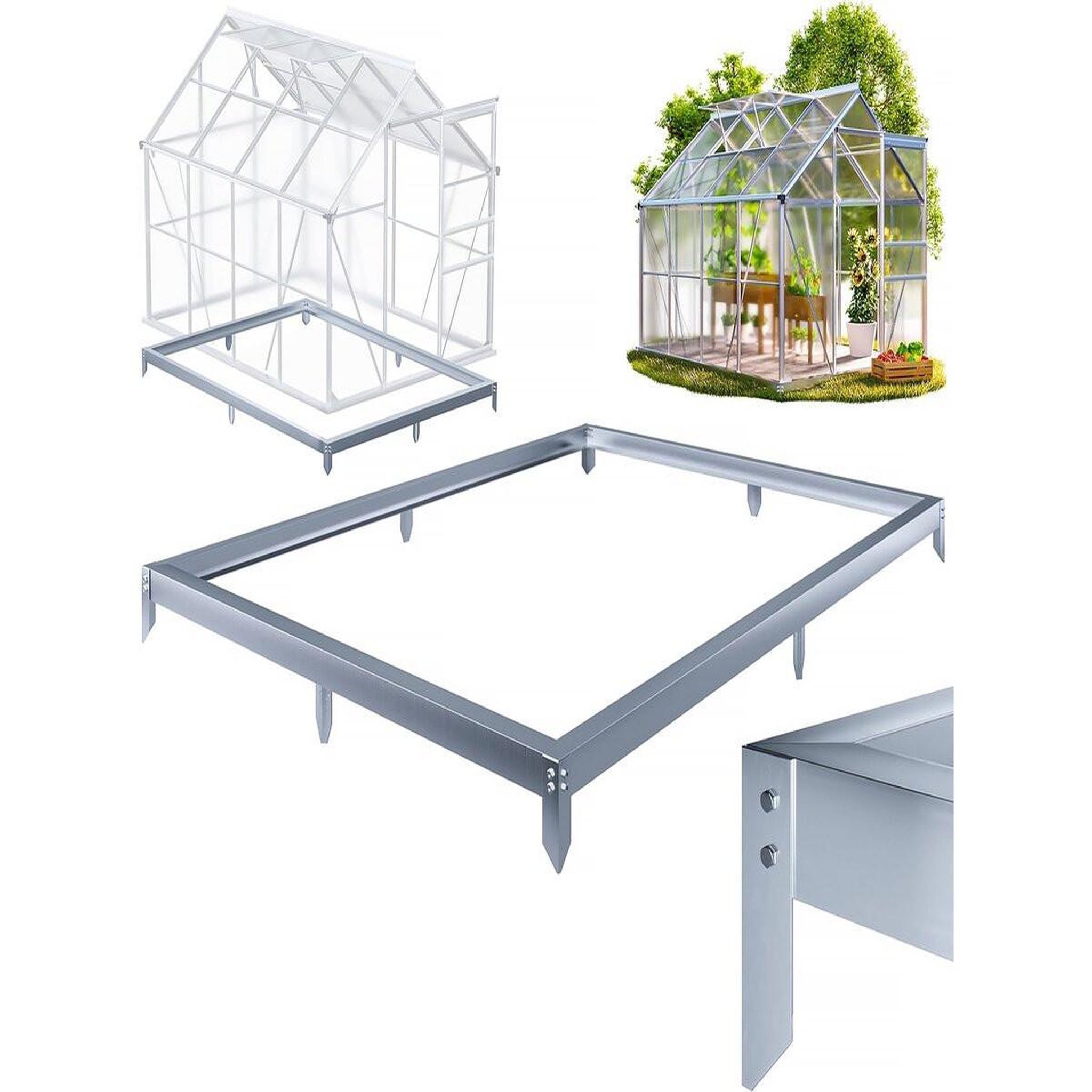 Voir la diapositive 3 : Habitat et Jardin Embase en acier galvanisé pour serre jardin   basilic   - 5,89 m² - gris