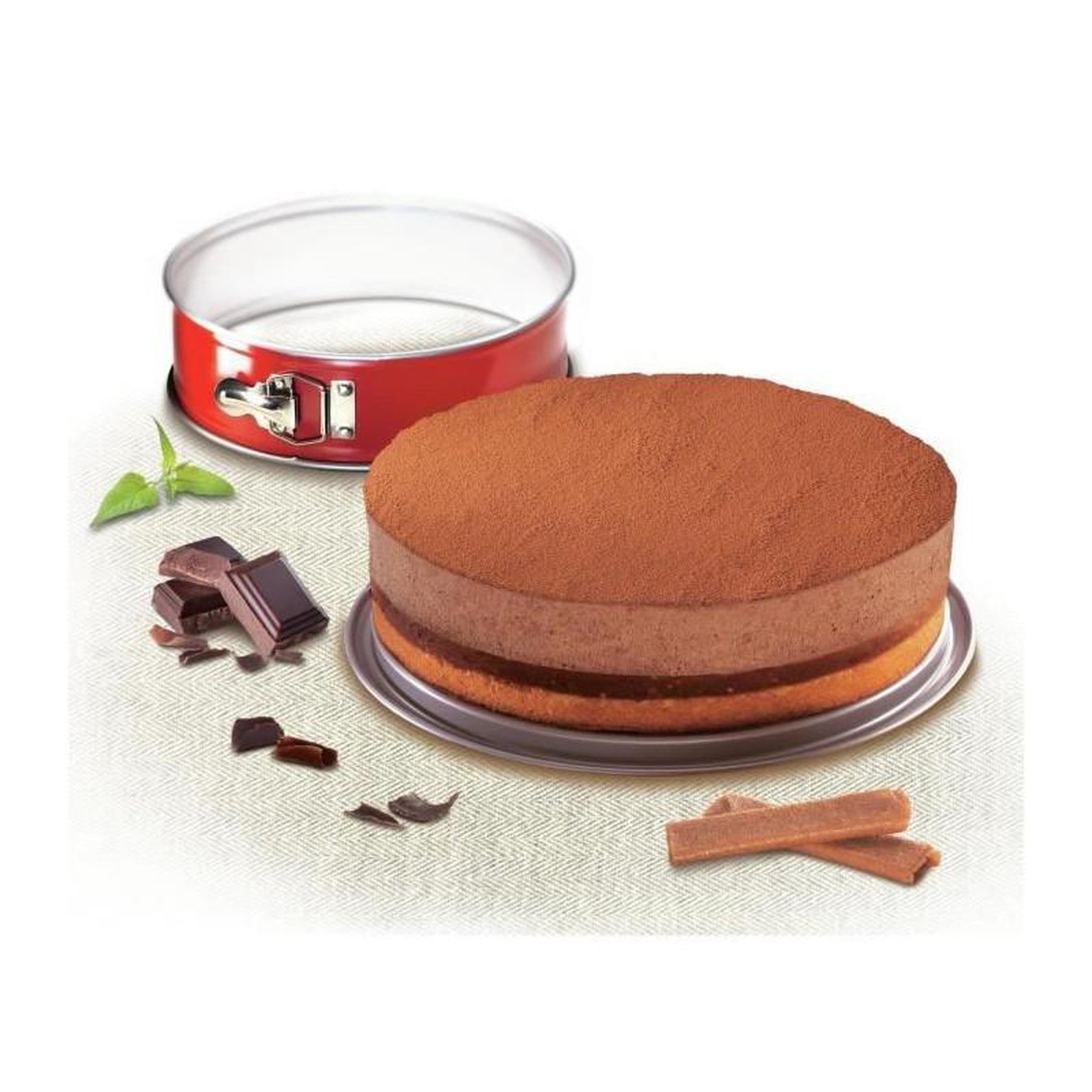 Voir la diapositive 4 : TEFAL TEFAL Moule a charniere Delibake en acier - O 25 cm - Rouge et gris