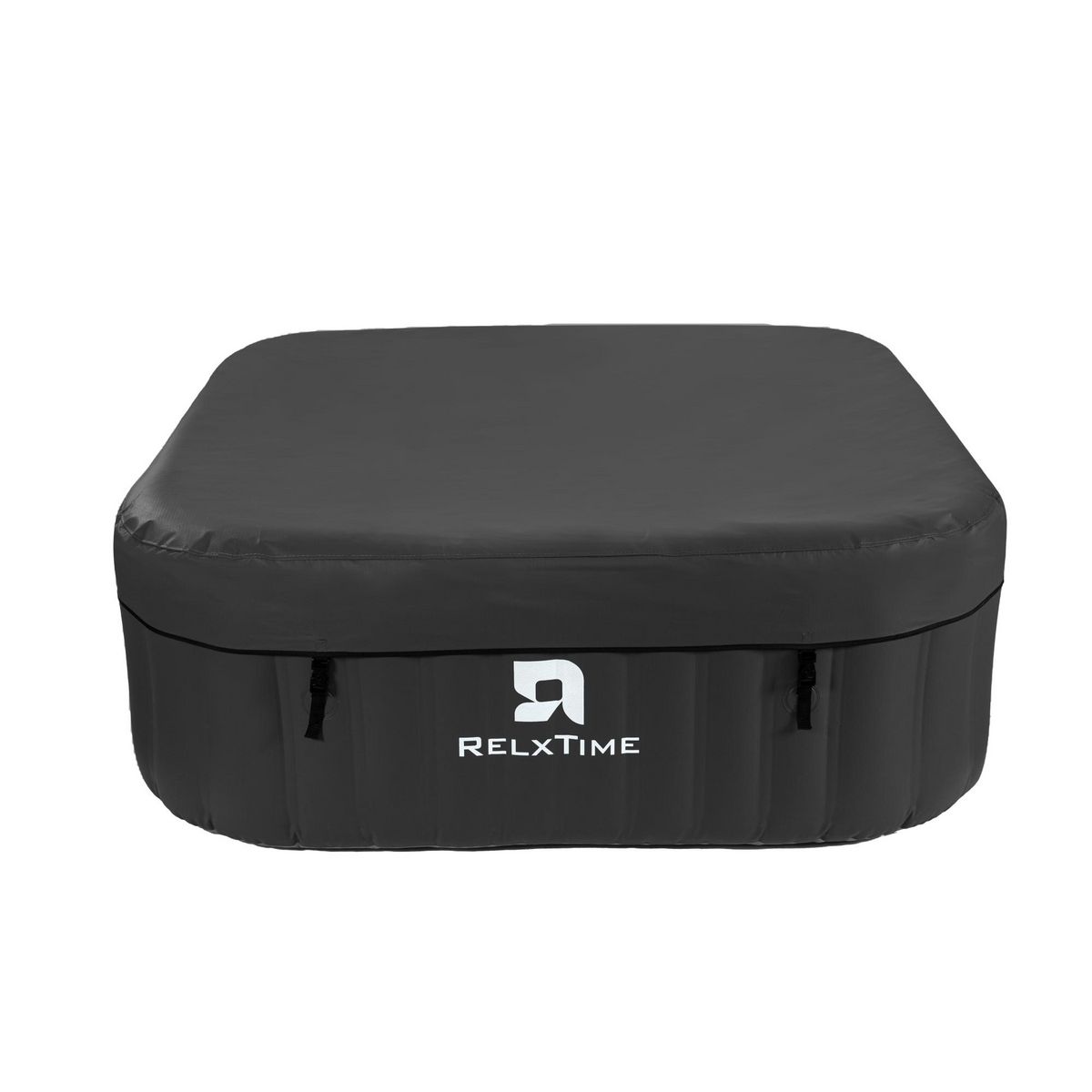 RELX TIME Spa gonflable 6 places carré - RELXTIME - 130 Jets - Noir - Filtre et bâche inclus