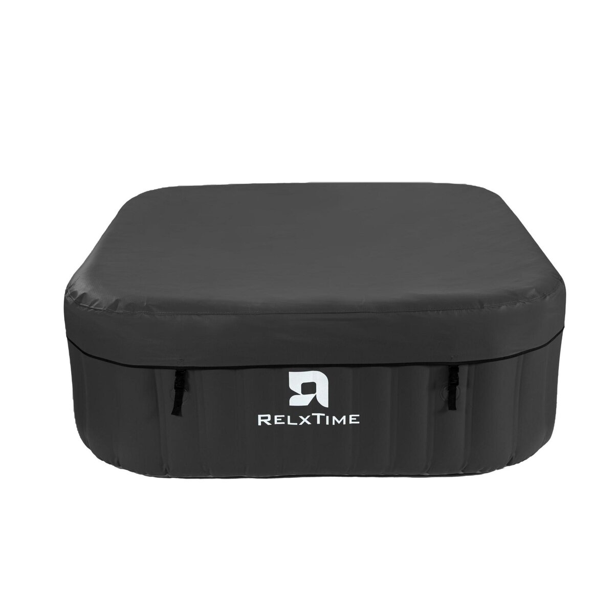 RELX TIME Spa gonflable 6 places carré - RELXTIME - 130 Jets - Noir - Filtre et bâche inclus
