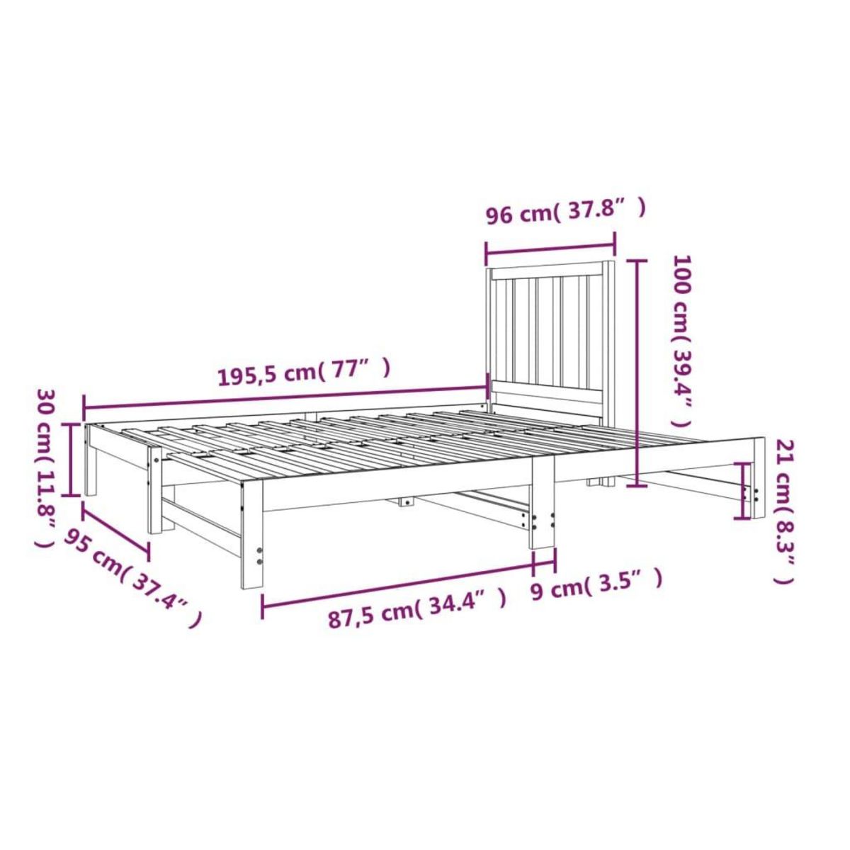 VIDAXL Lit coulissant sans matelas blanc 2x(90x190) cm