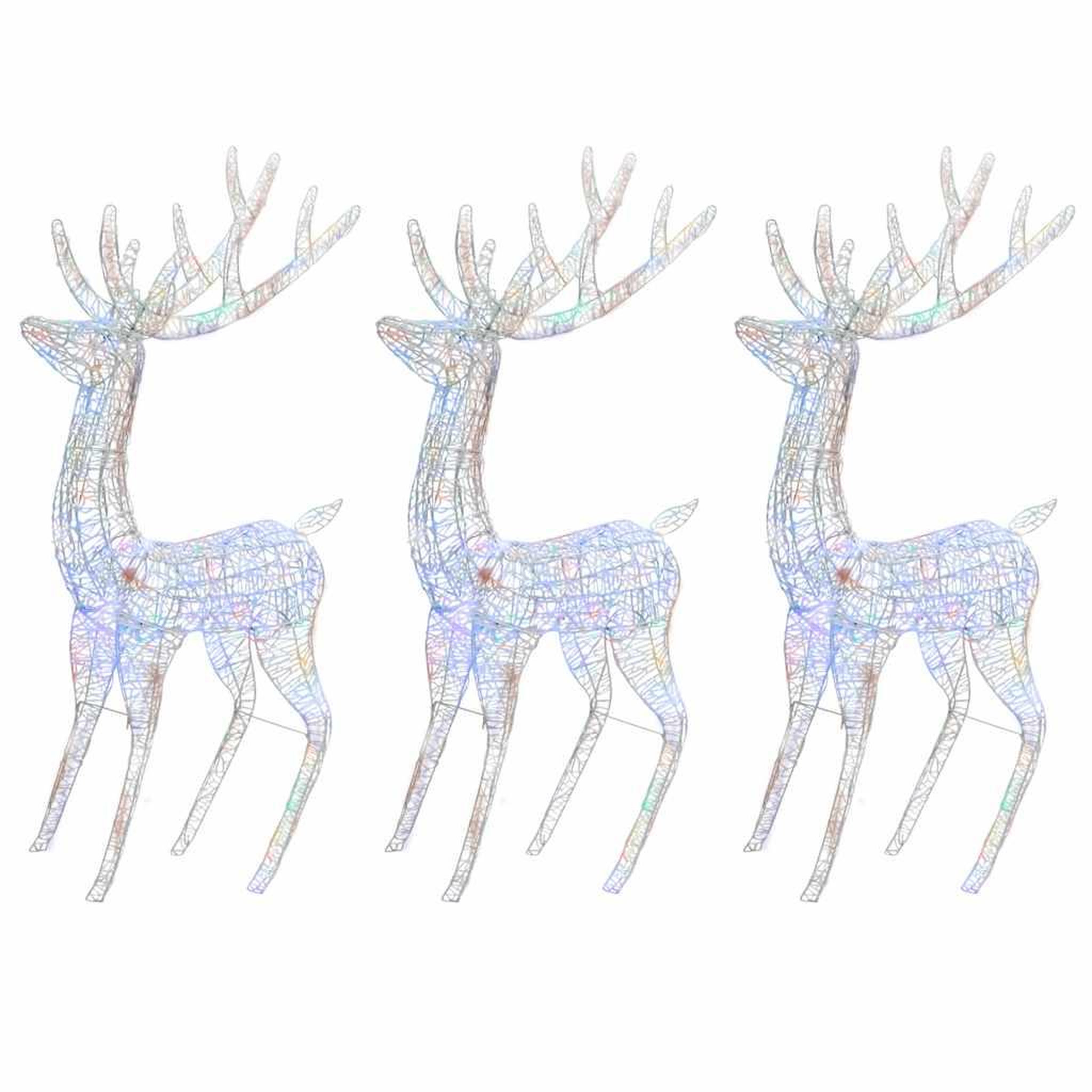 Voir la diapositive 2 : VIDAXL Rennes de noël xxl acrylique 250 led 3 pcs 180 cm multicolore