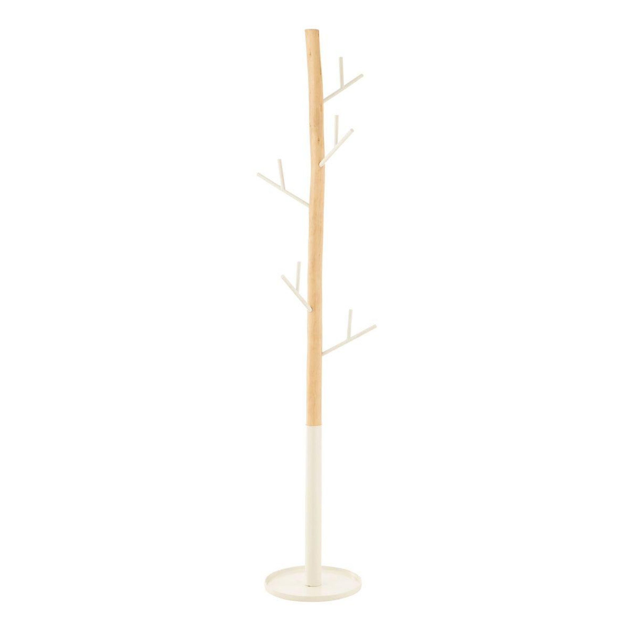 J-LINE Porte-manteau en bois  bali  180cm naturel & blanc