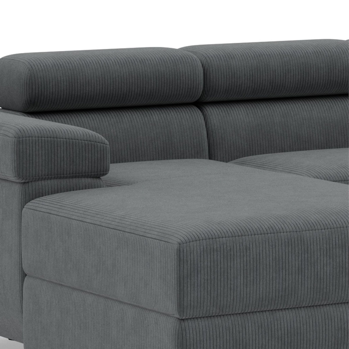 BEST MOBILIER Pablo - canapé panoramique en u - 7 places - convertible avec coffres et têtières réglables - en velours côtelé