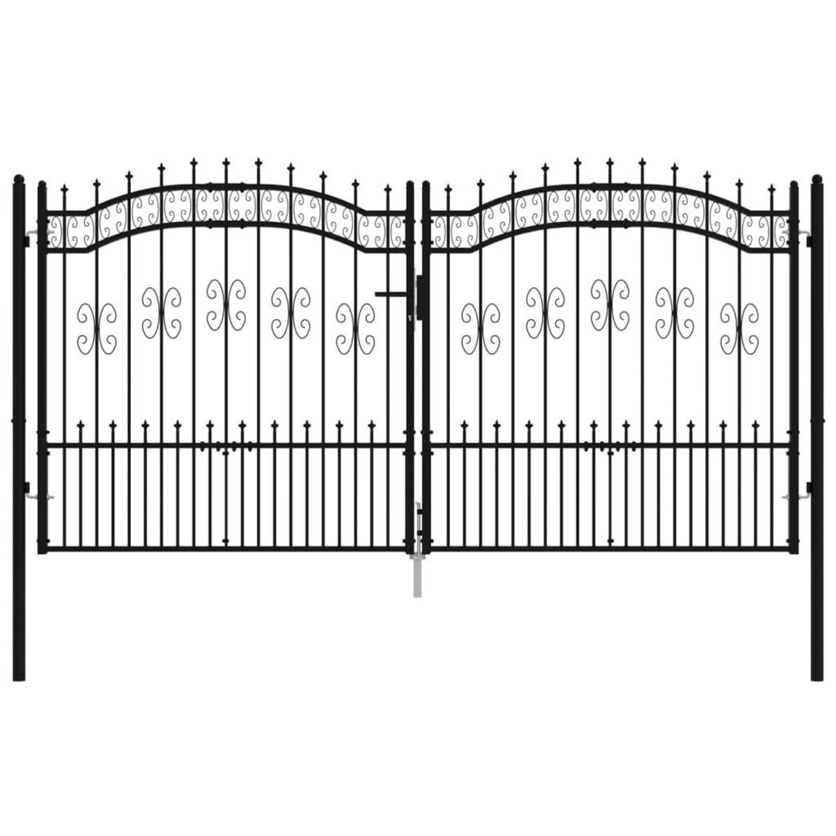 VIDAXL Portail et sommet de lance Noir 305x198 cm Acier enduit poudre