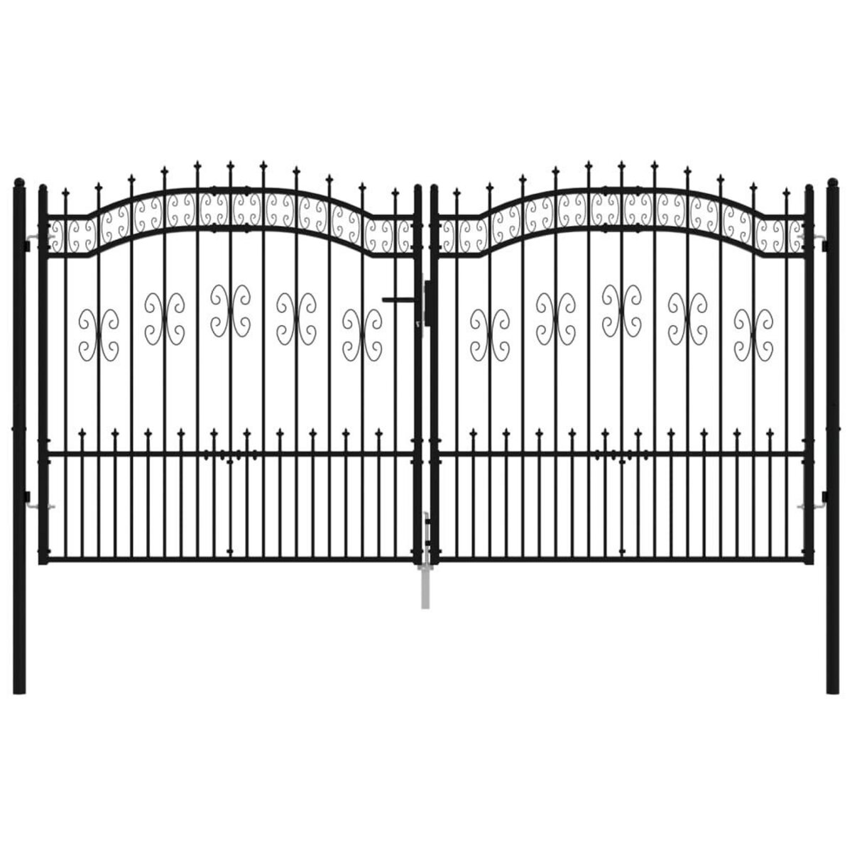 VIDAXL Portail et sommet de lance Noir 305x198 cm Acier enduit poudre