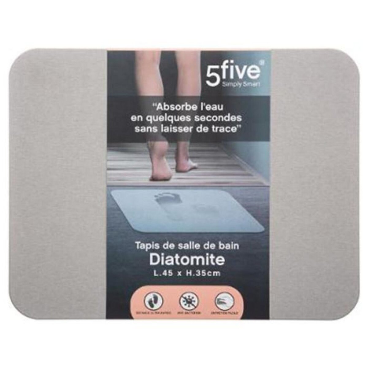 FIVE Tapis de Salle de Bain  Diatomite  35x45cm Gris