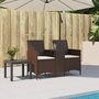 Voir la diapositive 3 : VIDAXL Canape de jardin 2 places avec table et coussins resine tressee