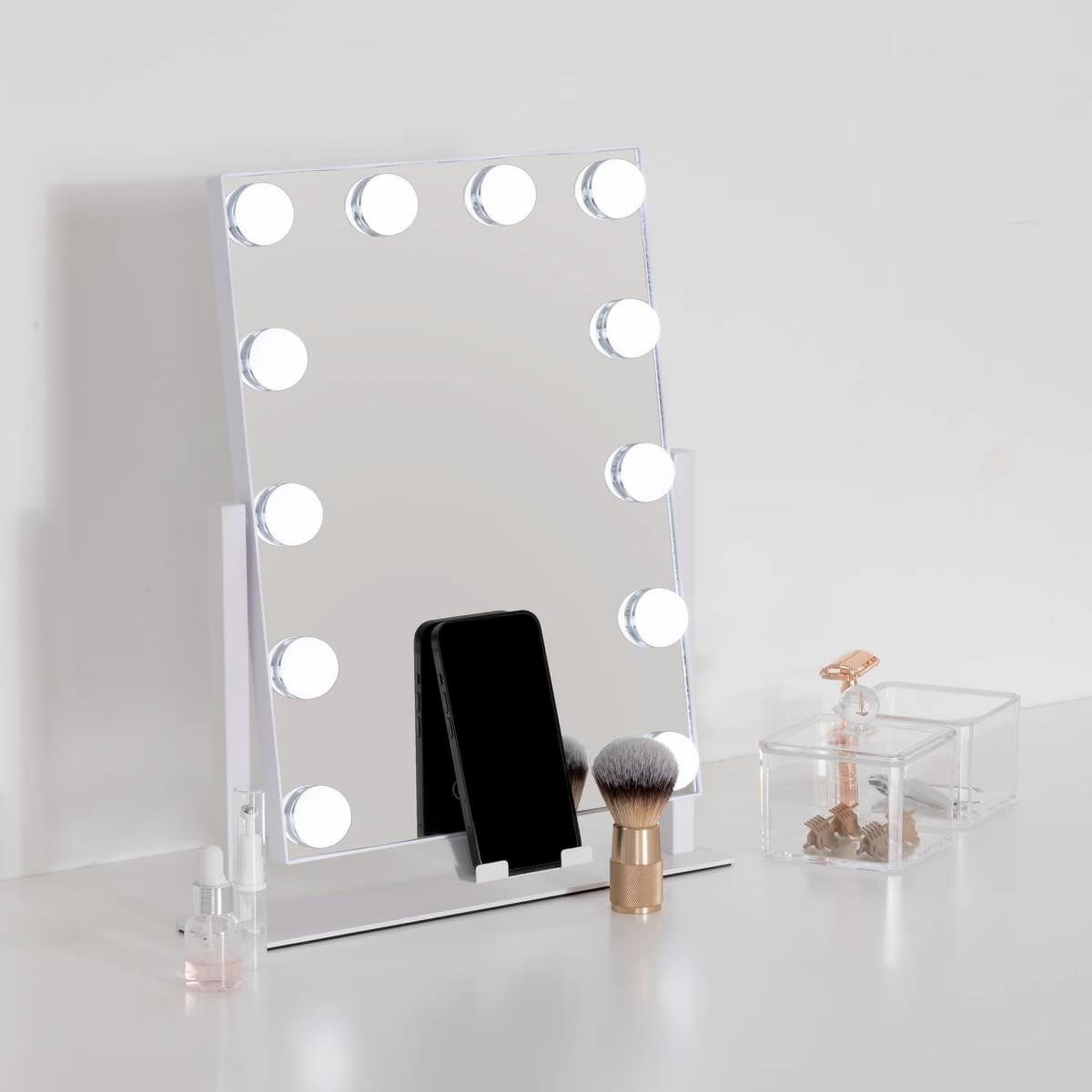 Voir la diapositive 5 : FIVE Miroir led pivotant  holly  43cm blanc